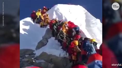 Mount Everest climbers lined up at 'death zone'