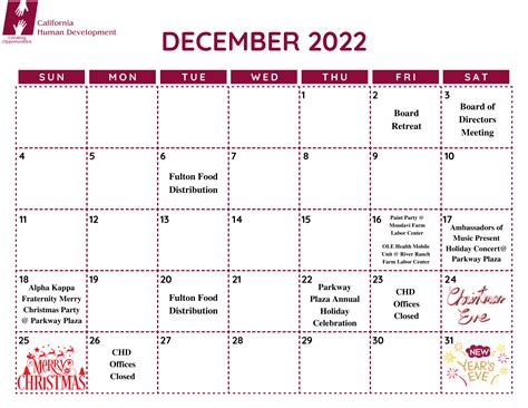 December Event Calendar - California Human Development