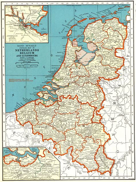 1936 Antique NETHERLANDS Map of the Netherlands Belgium Map Luxembourg ...