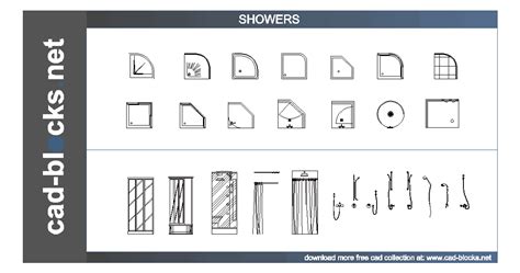 Bathroom CAD Blocks: showers, enclosures and mixers in plan and ...