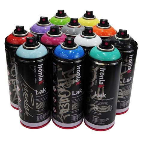 Ironlak 400ml Popular Colors Set of 12 Graffiti Street Art Mural Spray ...