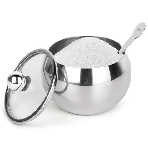 Hanmir 8.1oz Stainless Steel Sugar Bowl with Lid and Spoon for Coffee ...