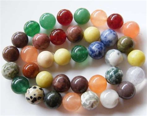 40pcs 10mm Round Gemstone Beads – Mixed Assortment of Natural and Dyed ...