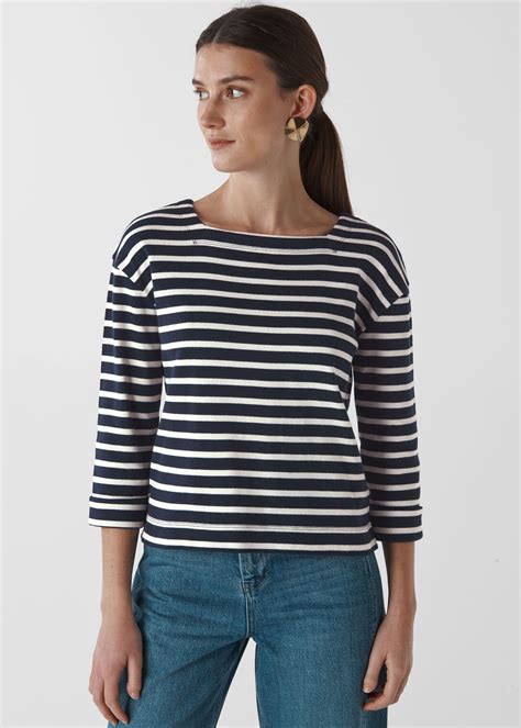 Multicolour Breton Stripe Square Neck Top | WHISTLES