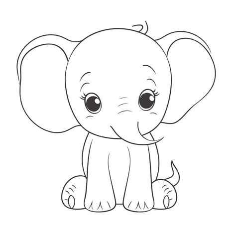 Baby Elephant Drawing Coloring Outline Sketch Vector, Elephant Drawing ...