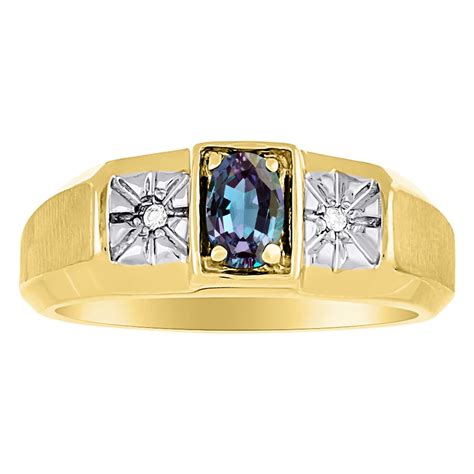 Rylos - Mens Diamond & Simulated Alexandrite Ring 14K Yellow or 14K ...