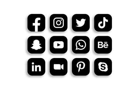 Black and White Social Media Icons Grafica di SandyCreativeArt ...