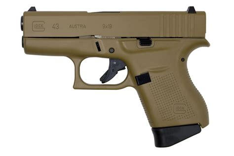 Glock 43 9mm Single Stack Pistol with Tactical Coyote Tan Cerakote ...