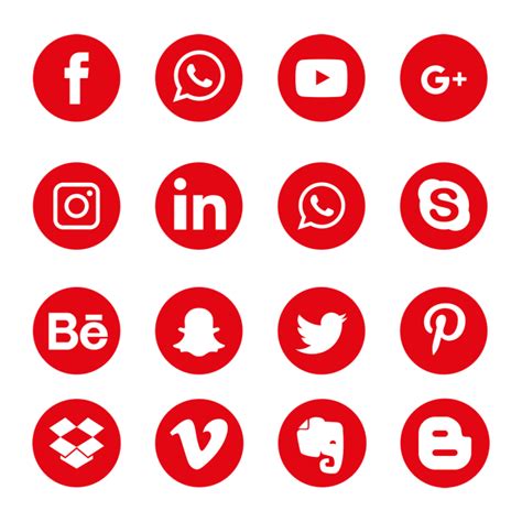 Red Social Media Icons Set Logo Symbol, Social, Media, Icon PNG and ...