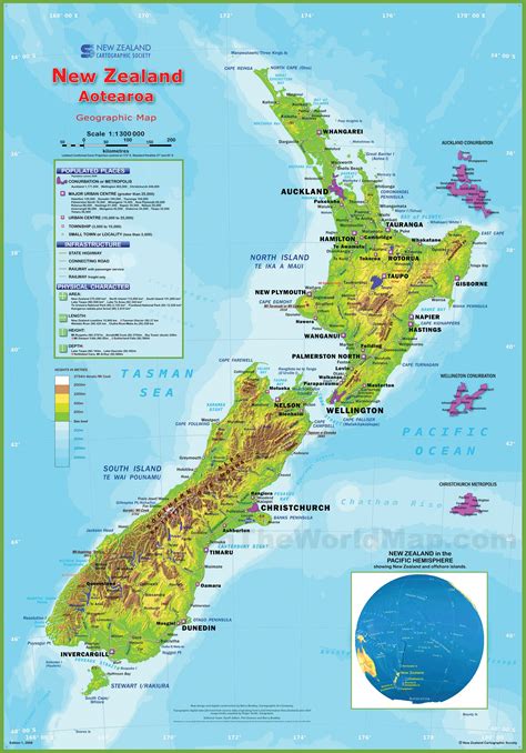 New Zealand physical map