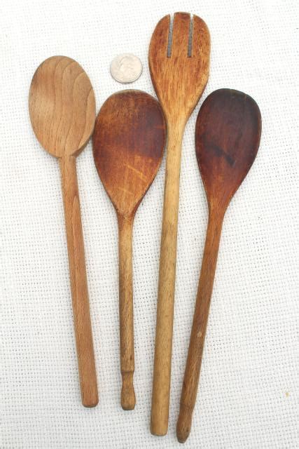 vintage wood spoons, instant collection primitive old wooden spoons