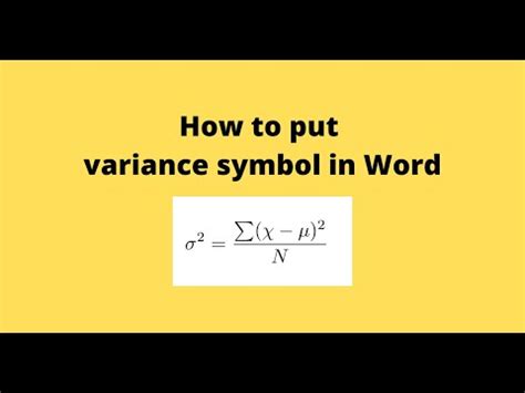 How to put variance symbol in Word - YouTube