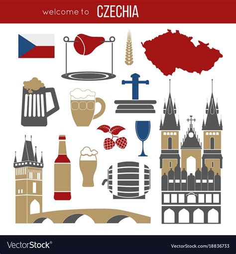 Czech republic culture symbol set Royalty Free Vector Image | Czech ...