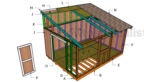 12x16 Lean to Shed Plans | HowToSpecialist - How to Build, Step by Step ...