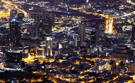 Aerial Night View of Downtown Cape Town Editorial Photo - Image of cape ...