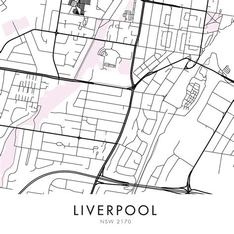 Liverpool Sydney Australia City Map Print Wall Art Print - Etsy