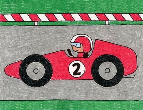 Easy How to Draw a Race Car Tutorial Video and Coloring Page