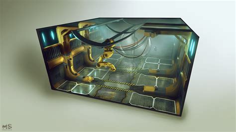 ArtStation - spaceship cargo room concept