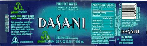 Typography: 2009 Dasani Water Label