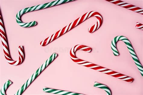 A Scattering of Red and Green Striped Christmas Candy Canes Stock Photo ...