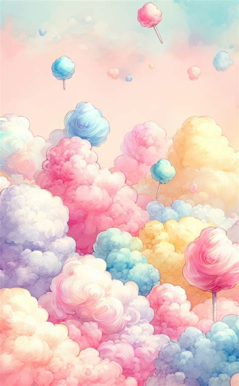 Download wallpaper 950x1534 cotton candy's clouds, colorful, art ...