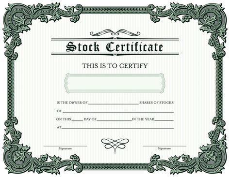 PRINTABLE Blank Stock Certificate Template, DIY Certificate of Stock ...