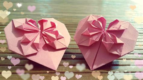 How to make origami heart with a flower. Heart with a flower made of ...