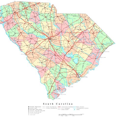 South Carolina Printable Map