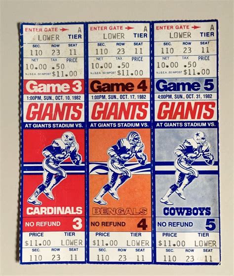 three october 10 17 & 31 1982 giants #NFL #Football full/unused tickets ...