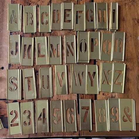 New Old Stock Brass Stencil Letters and Numbers 4 Vintage Brass Stencil ...