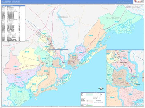 Charleston County, SC Wall Map Color Cast Style by MarketMAPS ...