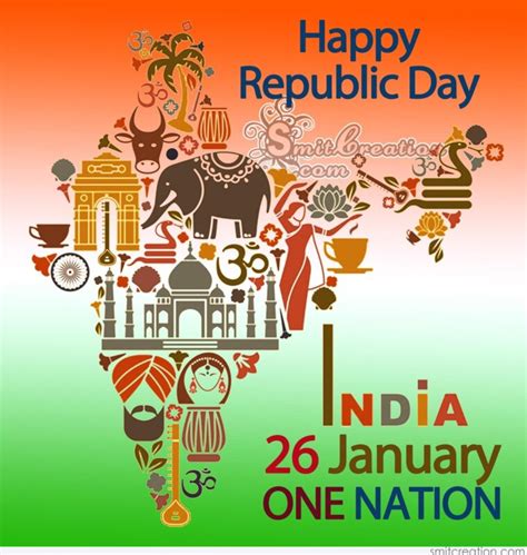 Happy Republic Day – India 26 January ONE NATION - SmitCreation.com