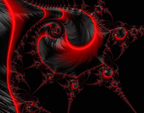 Glowing red and black abstract fractal art Digital Art by Matthias ...