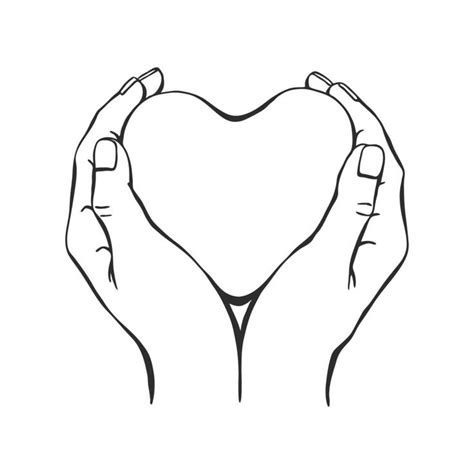 Download Hands holding heart. Hand drawn vector illustration. On white ...