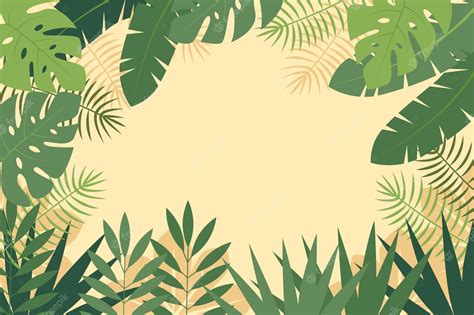 Premium Vector | Background for zoom with tropical leaves theme