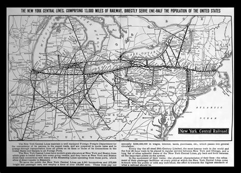 New York Central Railroad Map Bw Photograph by Thomas Woolworth