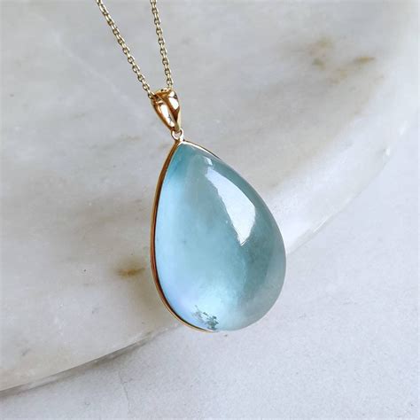 Natural Aquamarine Pendant 14K Solid Gold Aquamarine Pendant - Etsy