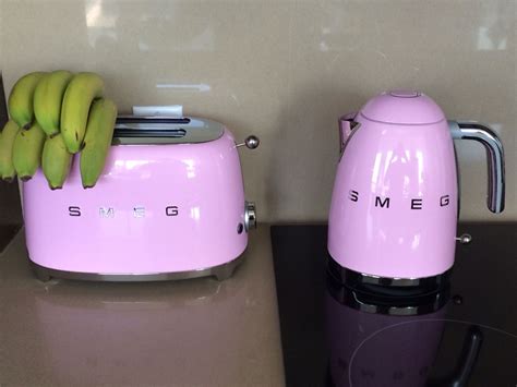 Pretty pink SMEG Toaster and Kettle to match my pink kitchenaid mixer ...