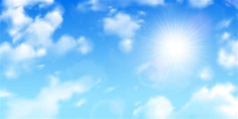 Free Vector | Fuzzy sun rays through scattered clouds on gradient blue ...