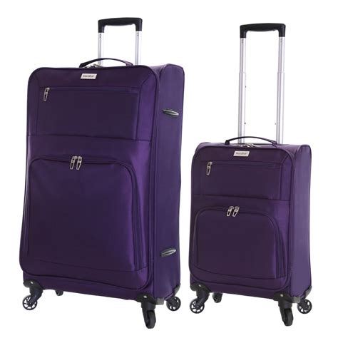 Set of 2 Ultra Lightweight 4 Wheeled Travel Luggage Trolleys Suitcases ...