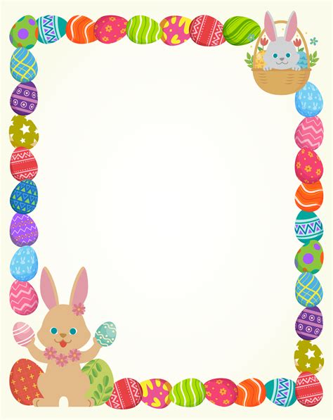 Easter Bunny Borders - 10 Free PDF Printables | Printablee