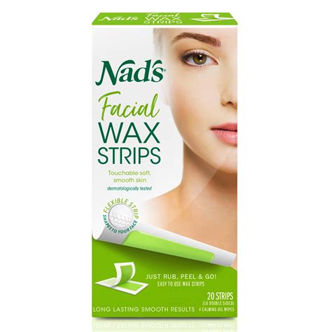 Nad's Facial Wax Strips, Women's Hair Removal Waxing Kit for Face, 20 ...