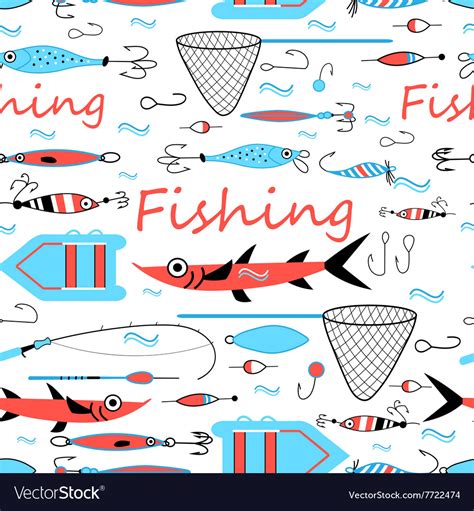 Seamless graphic design elements for fishing Vector Image