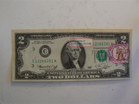 Uncirculated 1976 $2 Bill With Stamped First Day