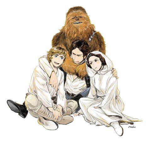 princess leia organa solo, luke skywalker, han solo, and chewbacca ...