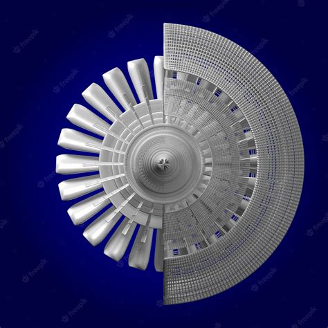 Premium Photo | Cross section of jet engine isolated on blue background