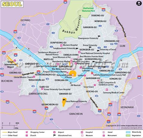 Seoul Map | Map of Seoul City, South Korea | Seoul map, Seoul, Map