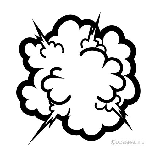 Smoke Explosion Black and White Clip Art Free PNG Image｜Illustoon