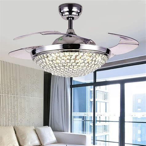 TFCFL Crystal Chandelier Ceiling Fan,with Remote Control Fan Light ...