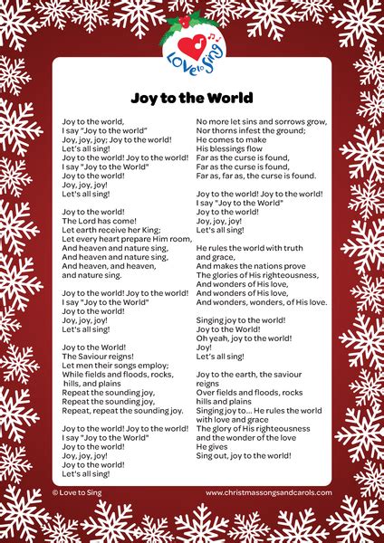 Joy to the World Lyrics | Christmas Songs & Carols - Love to Sing